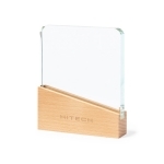 Trophée rectangulaire en verre et en bois