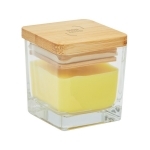 Bougie parfumée citron en verre avec couvercle en bambou