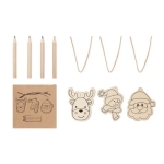 Lot de 3 décorations de Noël en bois à colorier