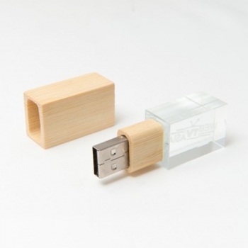 Clé USB verre et bois