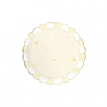 ASSIETTES FESTONNEES 23CM JAUNE PASTEL X 8