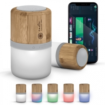 Enceinte Bluetooth lumineuse en bambou