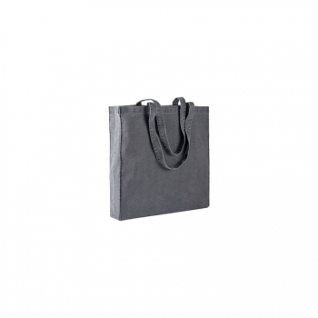 Shopper avec soufflet en coton stonewashed 220 g/m2, anses longues