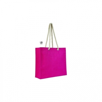 SAC SHOPPING EN JUTE AVEC POIGNÉES CORDE ET PETITE POCHETTE EN JUTE : ROMA