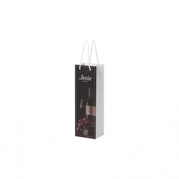 Sac de bouteille de vin en papier integra fait à la main avec poignées en plastique