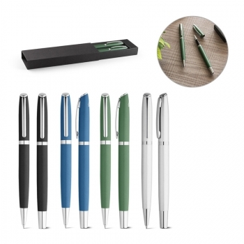 Set roller et stylo bille avec corps en aluminium 100% recyclé