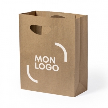 Sac en papier recyclé anses découpées 22 x 27 x 11 cm Made in Europe