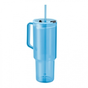 Gobelet en RPET avec couvercle en paille et paille en PP 1200 mL
