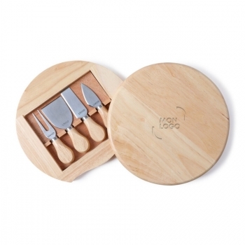 Plateau à fromage en bois pivotant avec ustensiles Livoo® 
